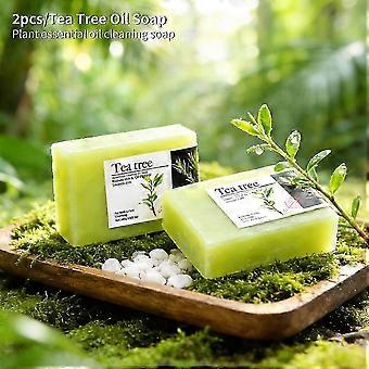 Jabón de aceite de árbol, paquete de 2 unidades, jabón artesanal de aceites esenciales, hidratante y de limpieza profunda para rostro y cuerpo, 100 g en total.