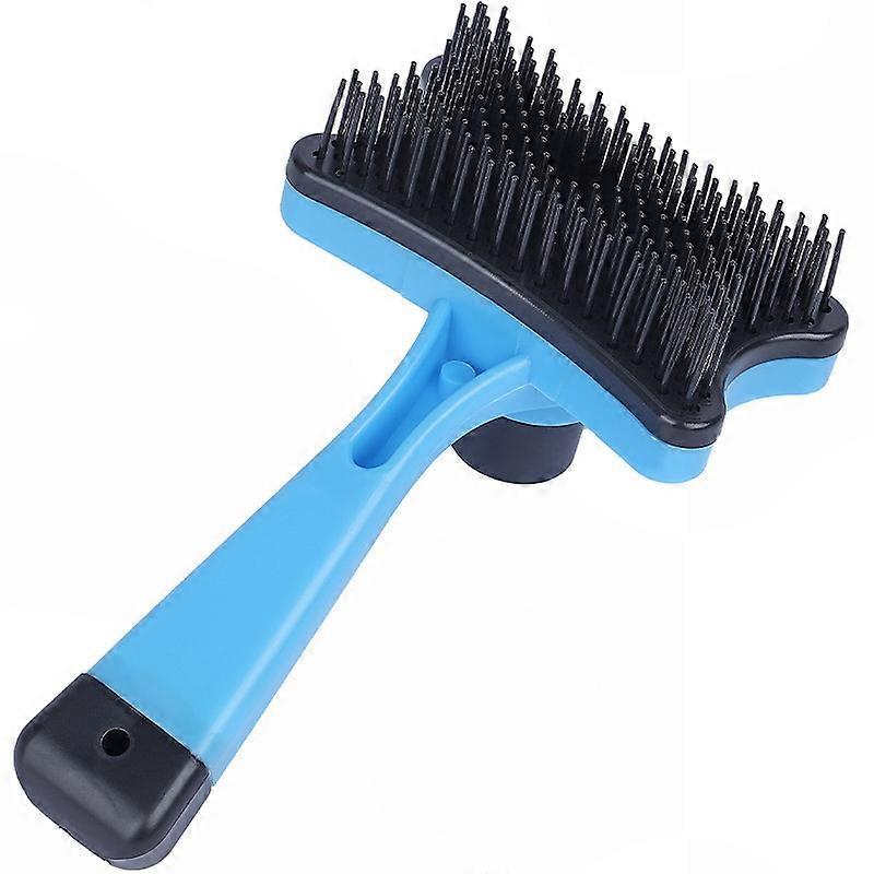 Cutting Pet Tangles with Multi-Functional Plastic Grooming Comb - Blue