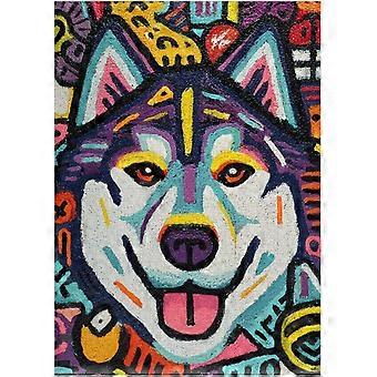 Alaskan Malamute Street Pop Art Jigsaw Puzzle - Colorful Urban Style Artwork Puzzles SQZ458