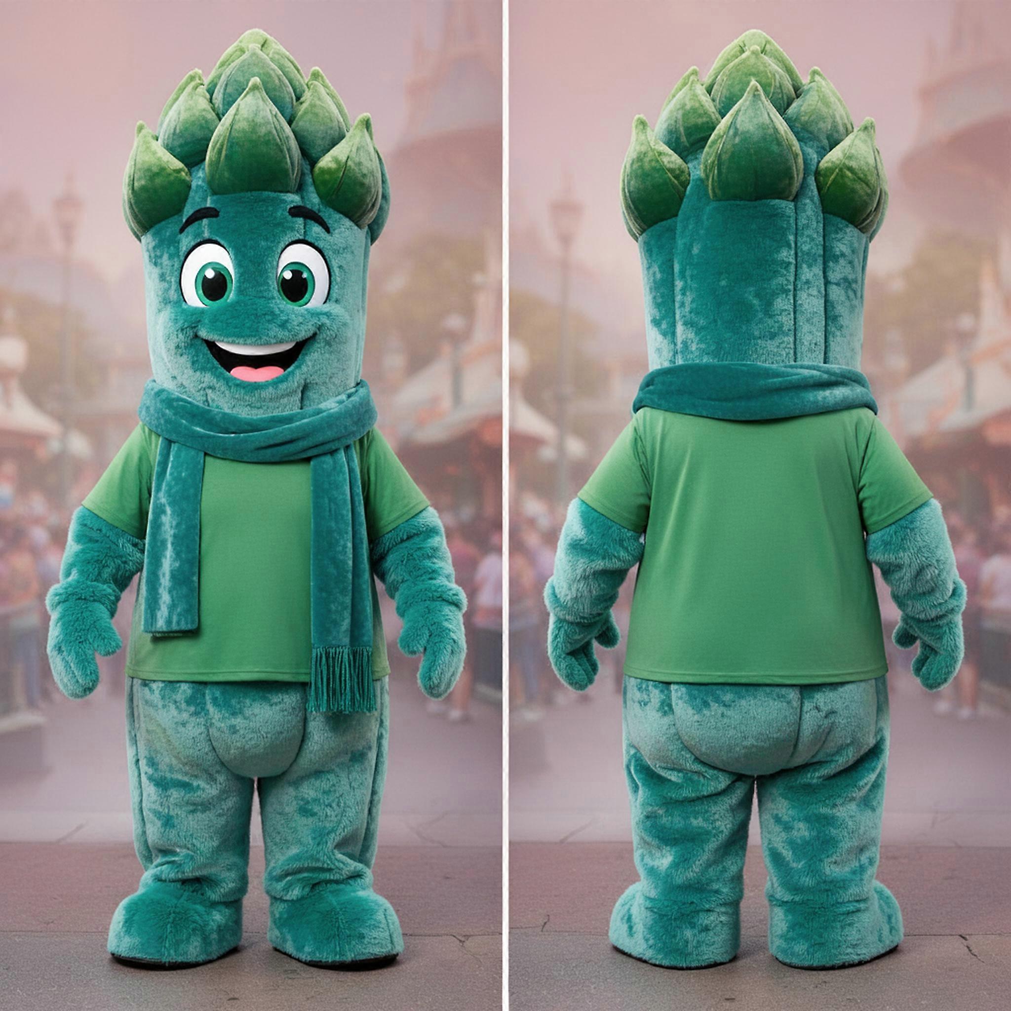 MASTICOT Teal Fuzzy Asparagus Mascot