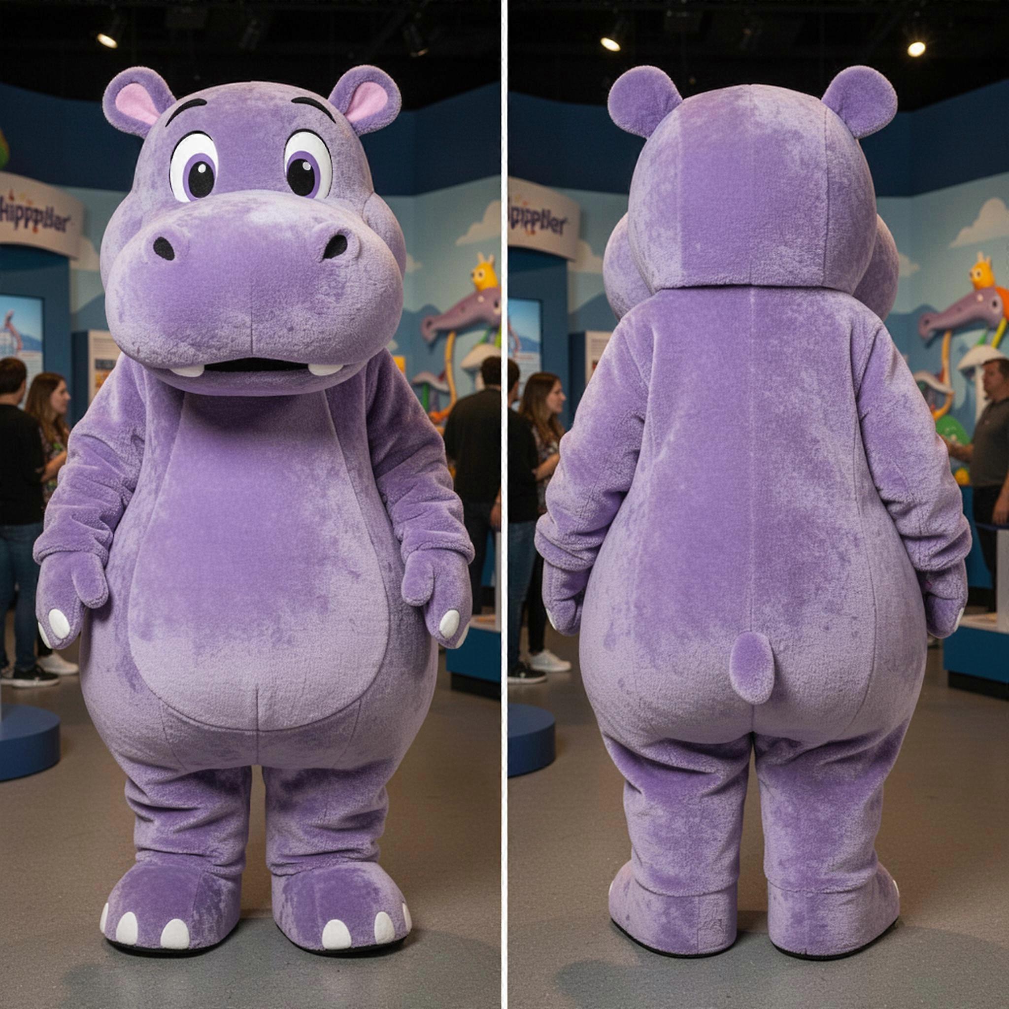 MASTICOT Lavender Plush Friendly Hippopotamus Mascot