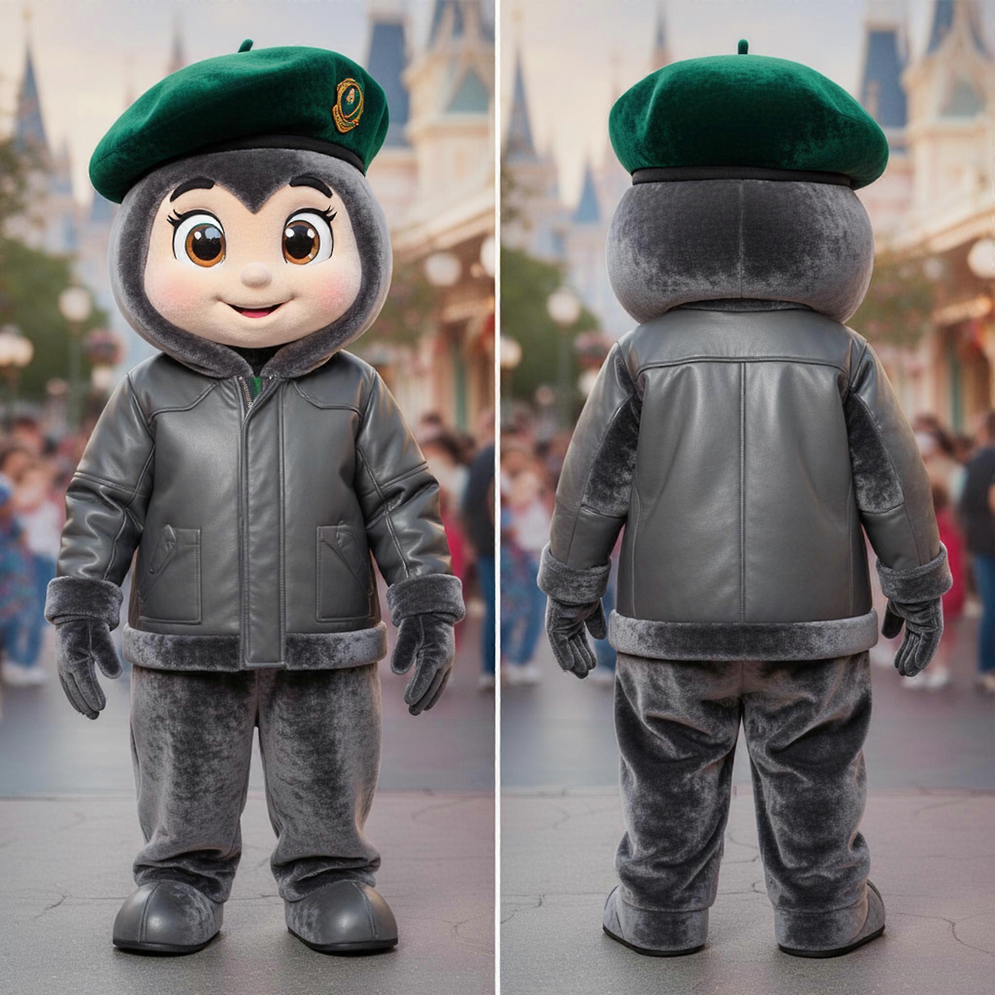 MASTICOT Deep Green Cartoon Green Beret Mascot