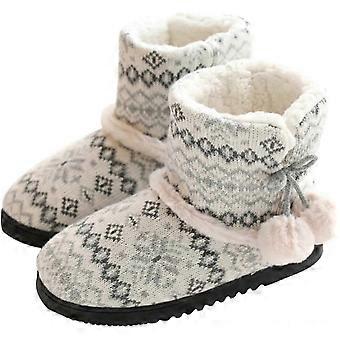 Kapcie Damskie Buty Pantofelki Indoor Cotton Booties Ladies Slip On House Shoes Warm Fur Lined Wygodne zimowe kapcie domowe (2-b-b)