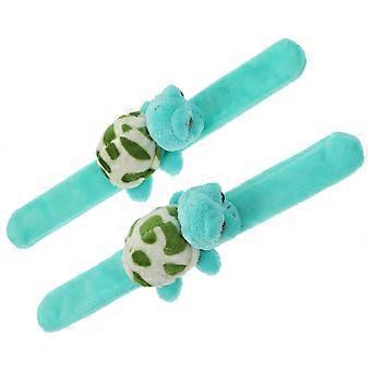 Knuffelarmband voor kinderen, 2 stuks pluche schildpad polsbandjes.