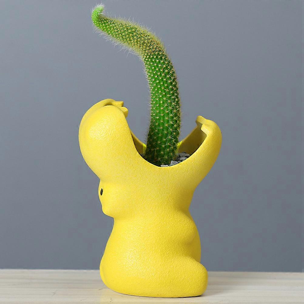 Ceramic Succulent Plants Flower Pot for Desktop Decor 2Pcs
