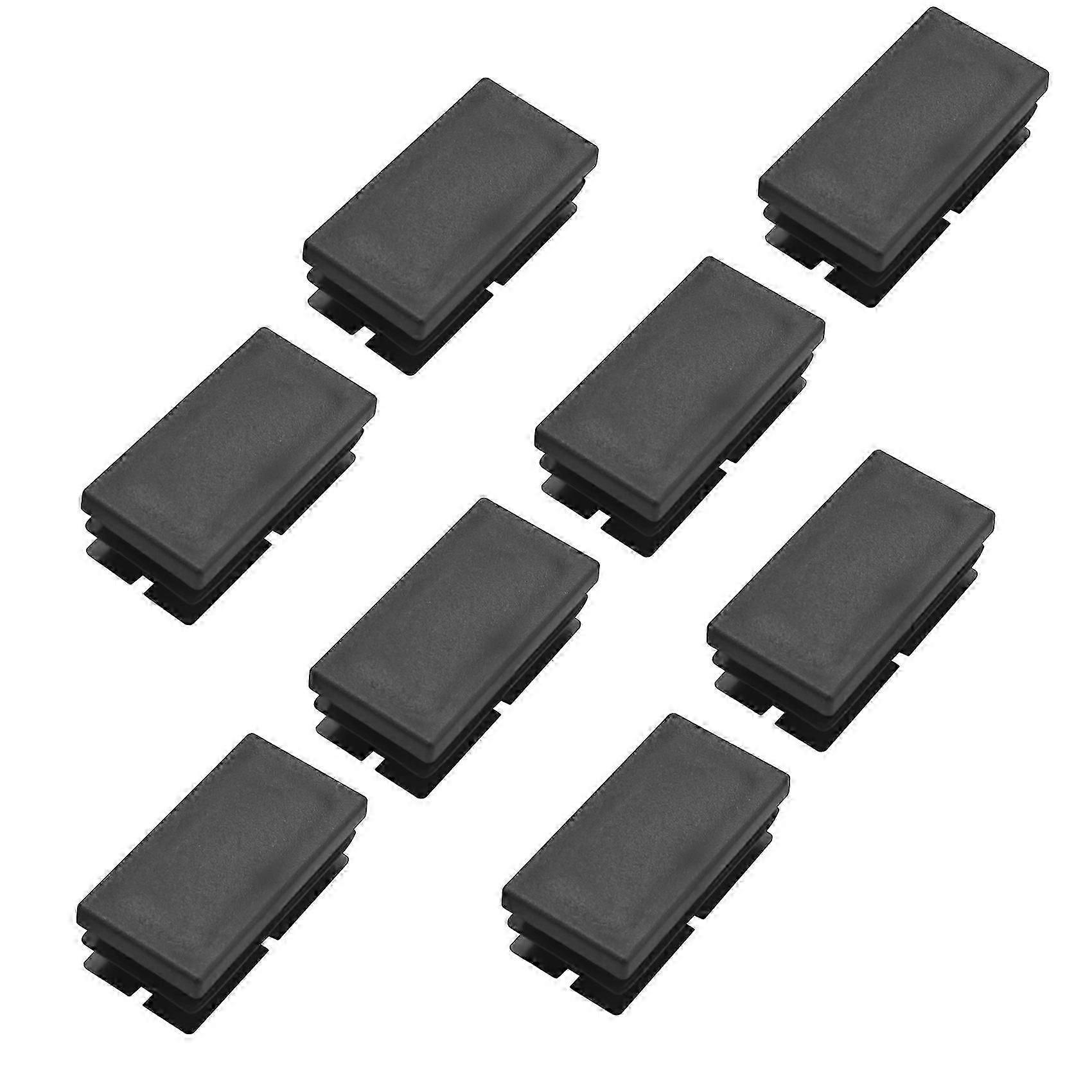 8 Pcs Black Plastic Rectangular Blanking End Caps Inserts 20mm x 40mm