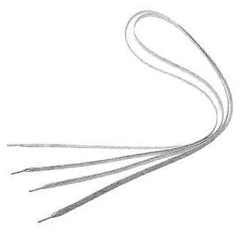 1 Pair of 1.1m Flat Glitter ShoeLaces Colored Flat Shoestring Bootlaces compatible with Shoes Sneakers (Silver)