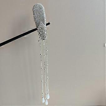 1/2Pcs Unique Ethnic Pearl Hair Clips - Neo-Chinese Luxury Waterfall Tassel Side Bangs Elegant Bobby Pins Women'S Accessory