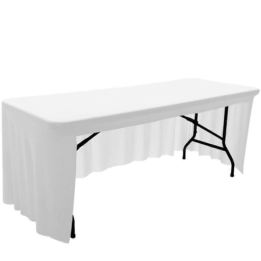 Simple Solid Color Spandex Stretch Tablecloth Rectangular Dustproof Table Cover Soft Washable Table Skirt Hotel