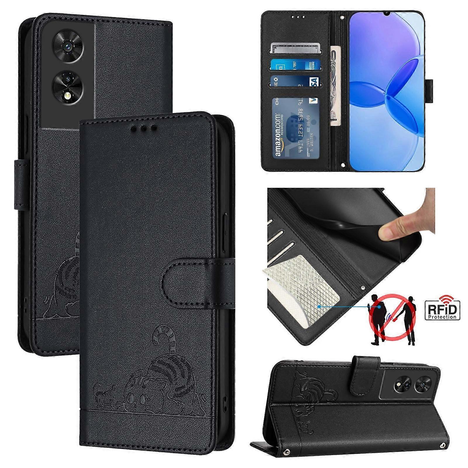 Cat Rat Pattern PU Case For TCL 505