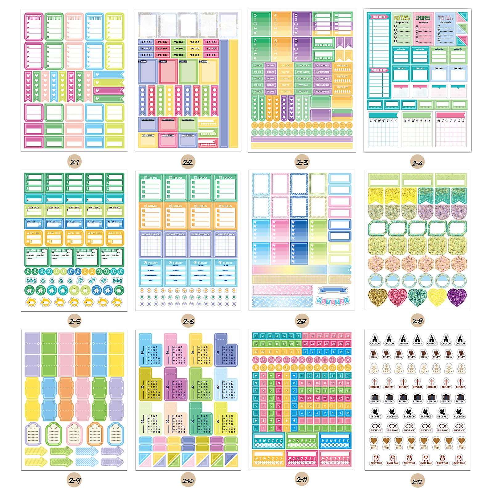 12 Sheets Essentials Planner Sticker Weekly Daily Schedule Sticker