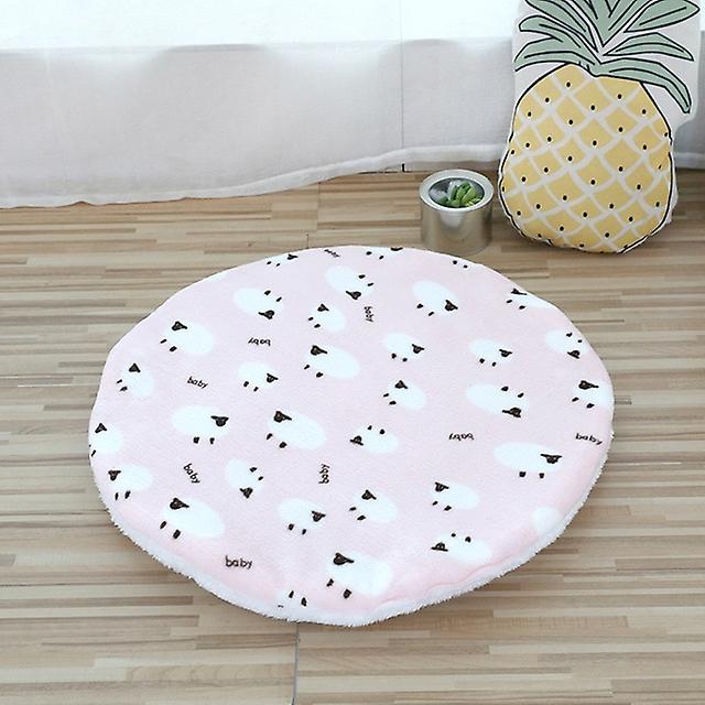 Plush Cat Bed Mats Round Pet Bed For Small Dogs Soft Fleece Sleeping Mat Pet Nest Cushion Pink Lamb