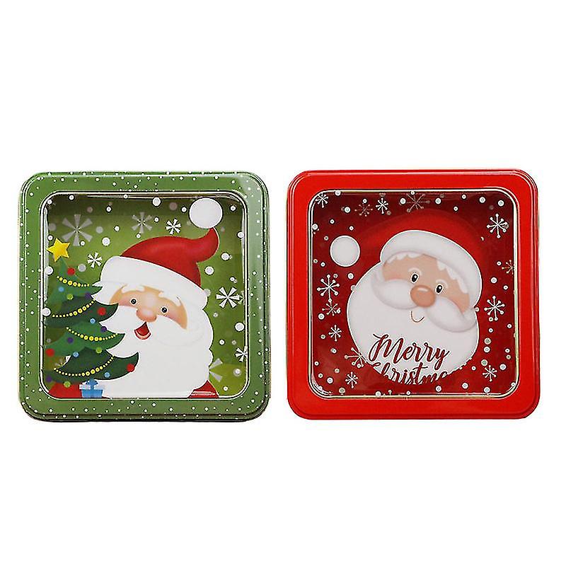 2 Pcs Christmas Themed Candy Boxes Cookie Storage Box Gift Packing Boxes @bugu