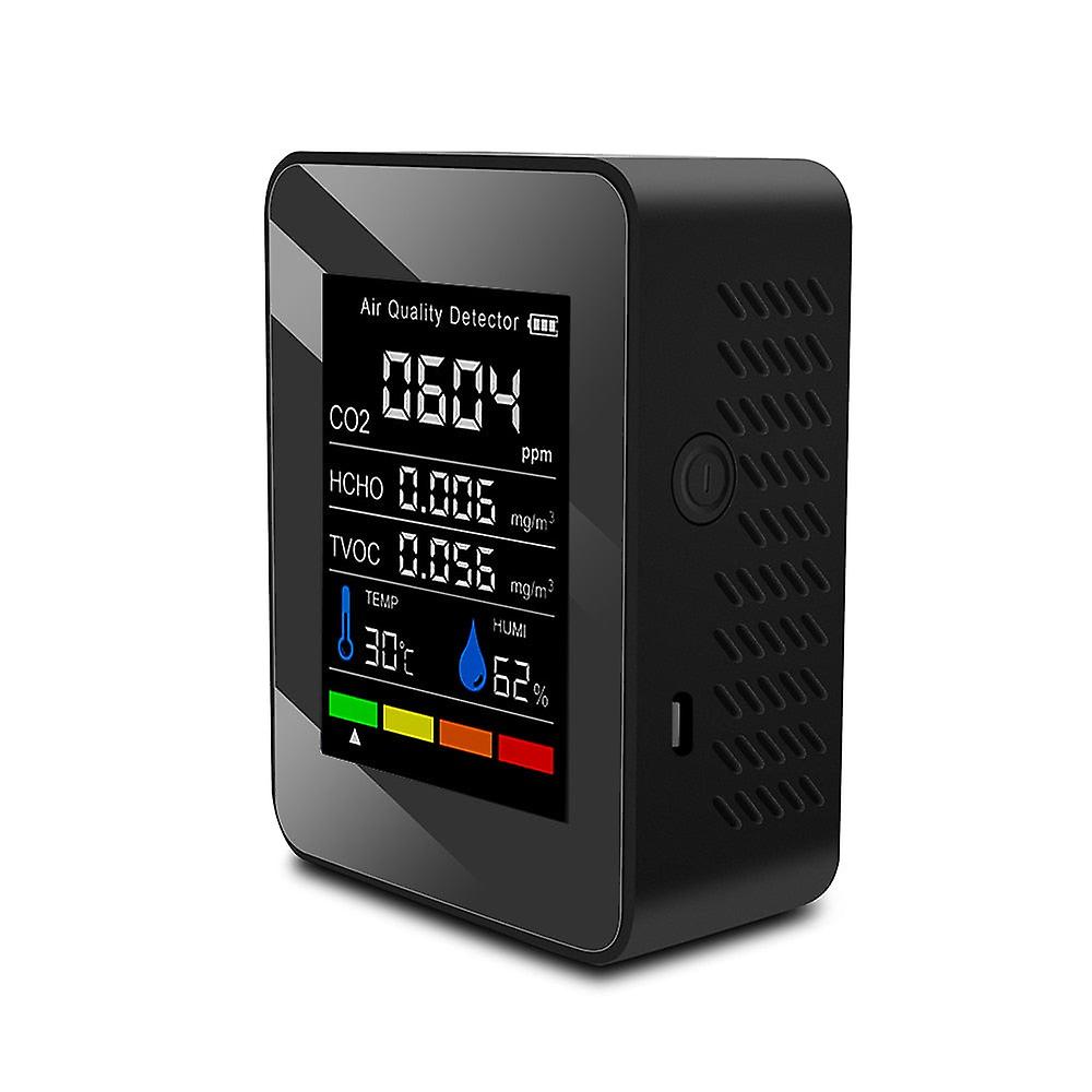 Portable 5 In 1 Carbon Dioxide Detector Co2 Detector Digital Temperature Humidity Tester Hcho Tvoc Air Quality Monitor Co2 Meter
