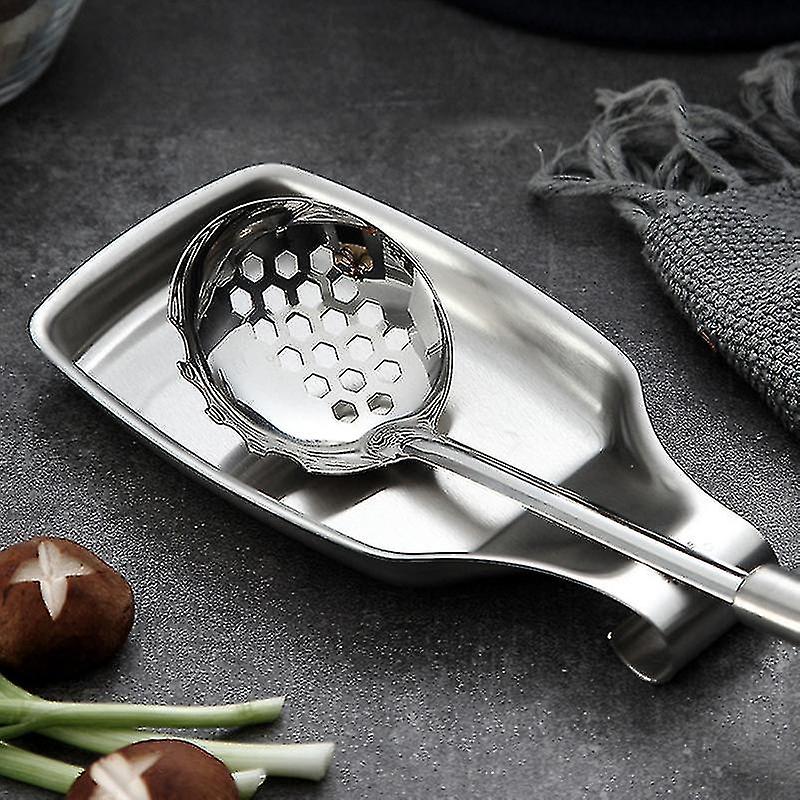 Kitchen Spoon Rack Spatula Holder Tray Stainless Steel Soup Ladle Holding Tray