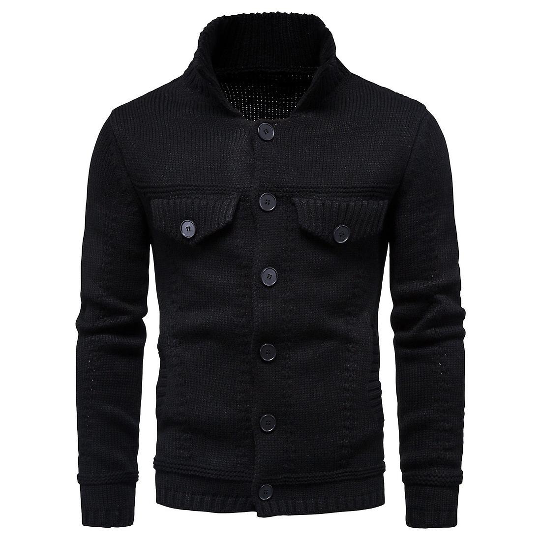 Men's Knitted Sweater Jacket Warm And Thicker In Winter Long Sleeve Cardigan Wool Men's Lapel Workwear Cardigan Outer Sweater