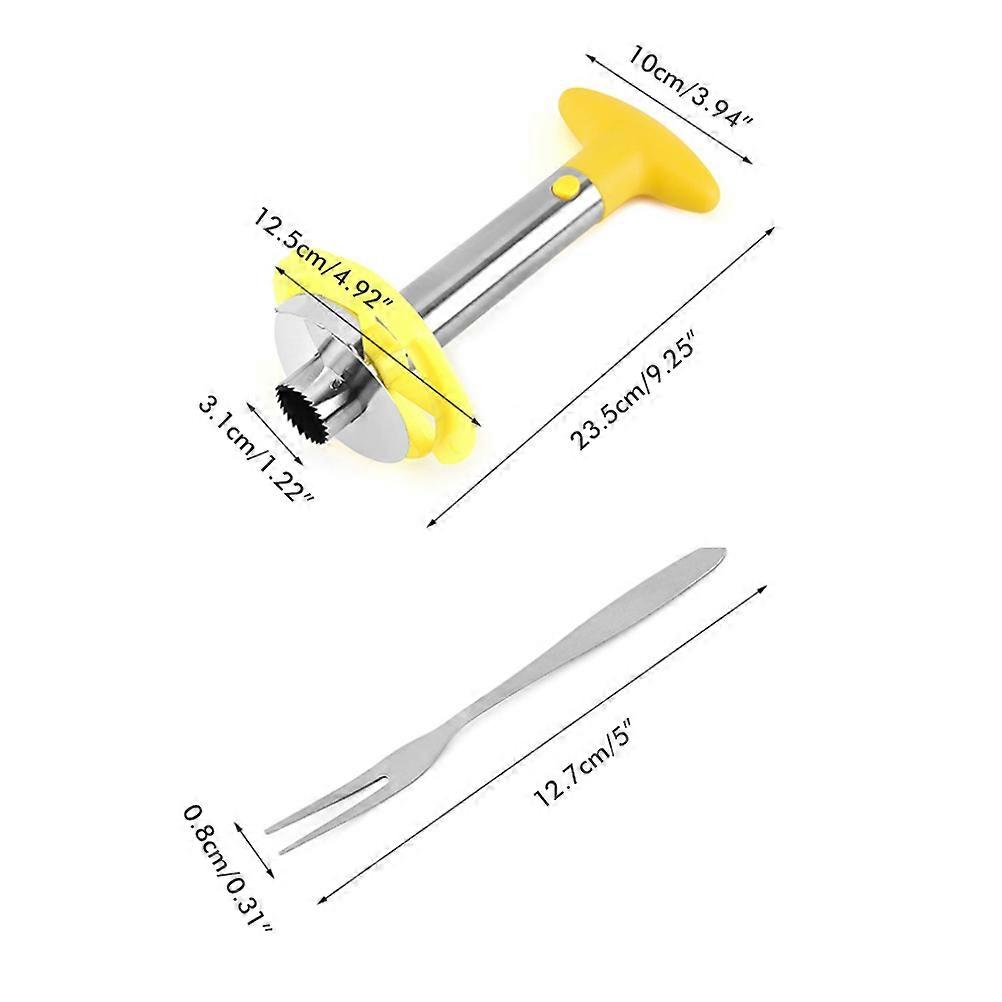 Kitchen Pineapple Corer and Slicing Tool Stainless Steel Pineapple Cutter with Forks for Easy Core Removal Slicing