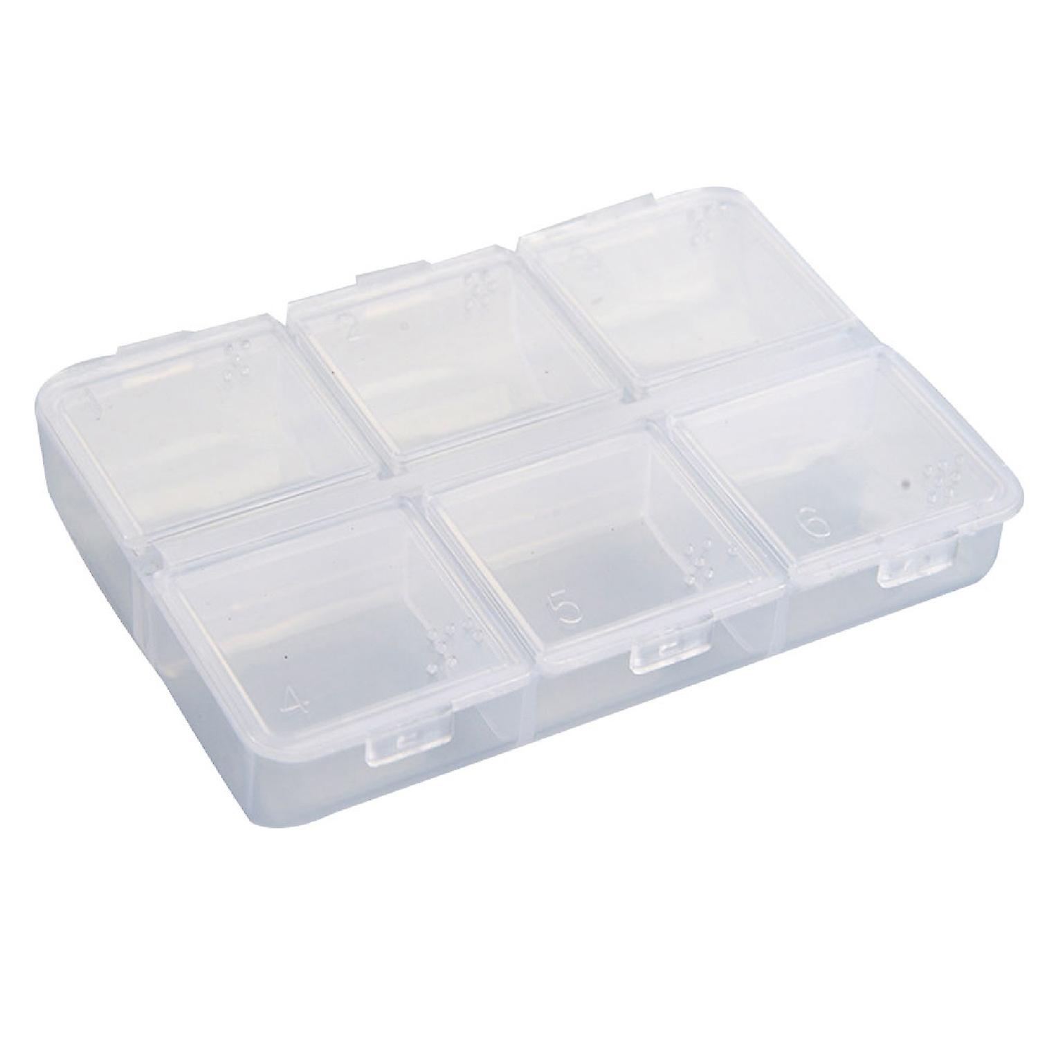 6 Cells Empty Pill Box Braille Weekly Pill Case for Travel