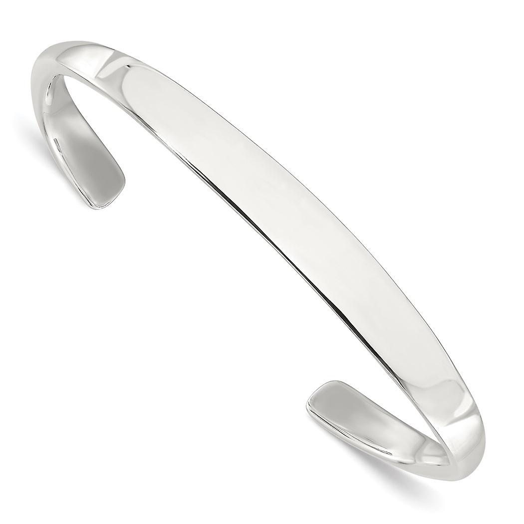 7.3mm 925スターリングシルバーポリッシュステップフラットカフスタッカブルバングルブレスレット-カフ-ブレスレット女性用