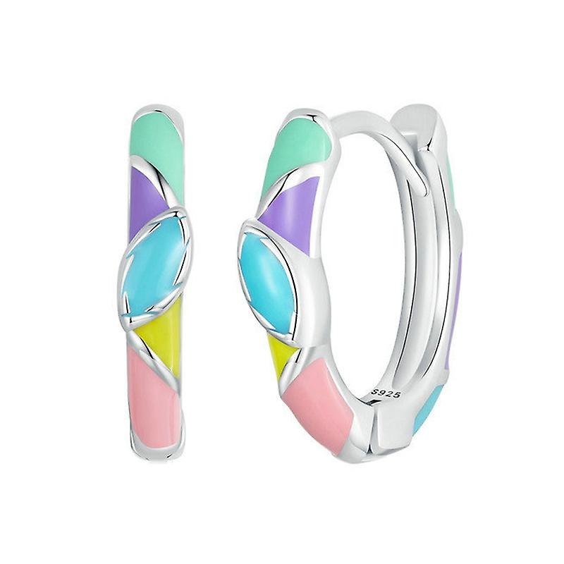 Platinum Plated Irregular Dopamine Rainbow Earrings SCE1722