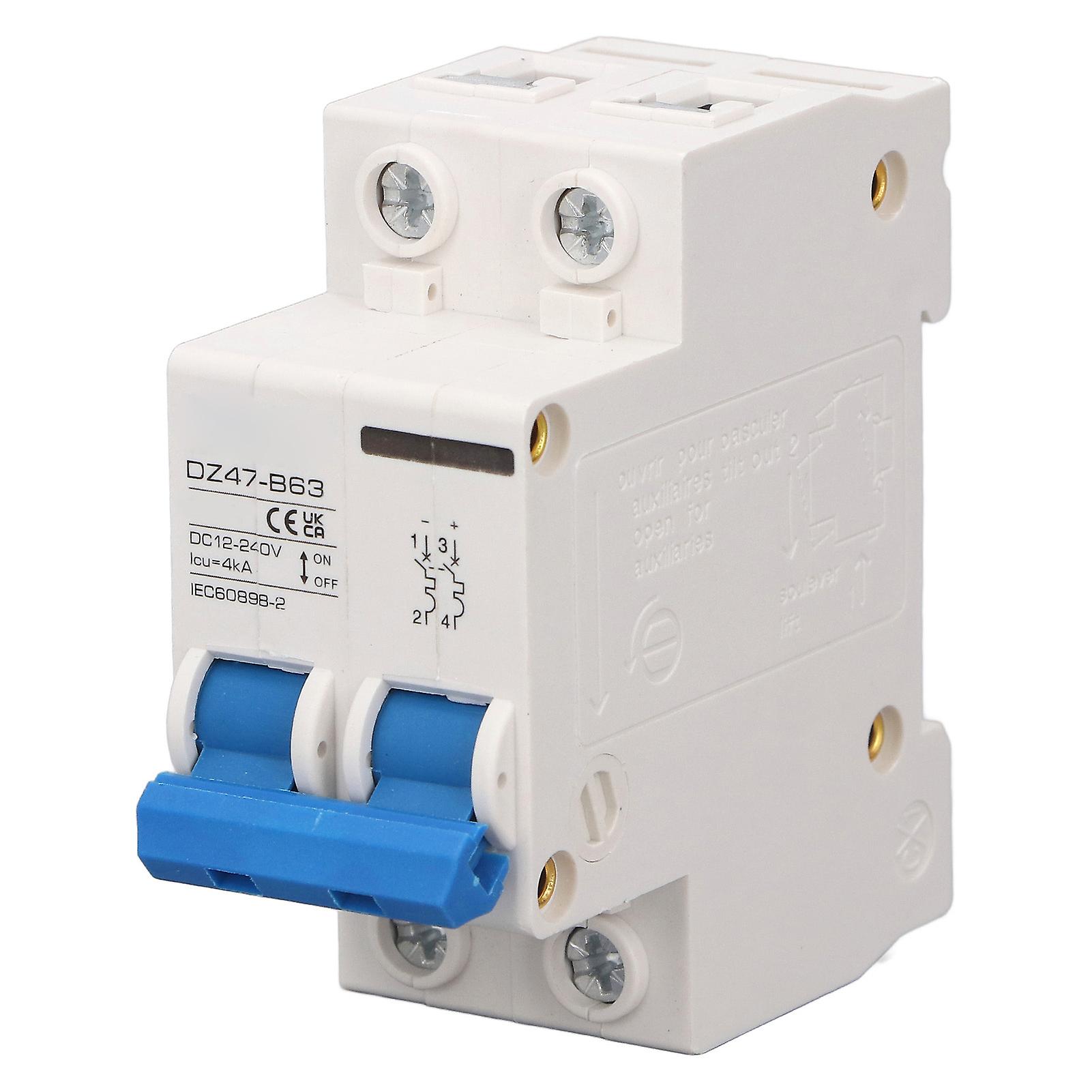 2P DC Photovoltaic Circuit Breaker, High Sensitivity, Overload Protection, 12-240V DC, 4kA, 10A