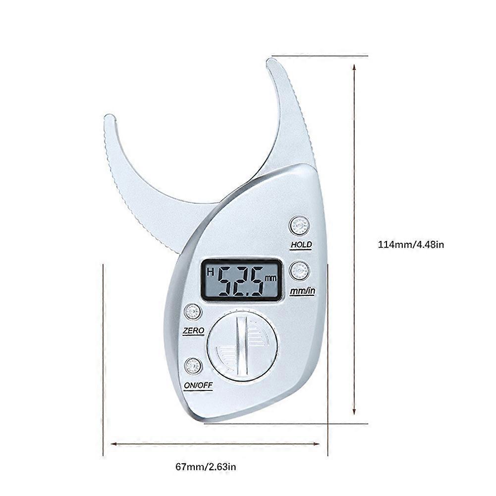 Digital Body Fat Caliper Tester 11x5.5x2 cm Silver Plastic