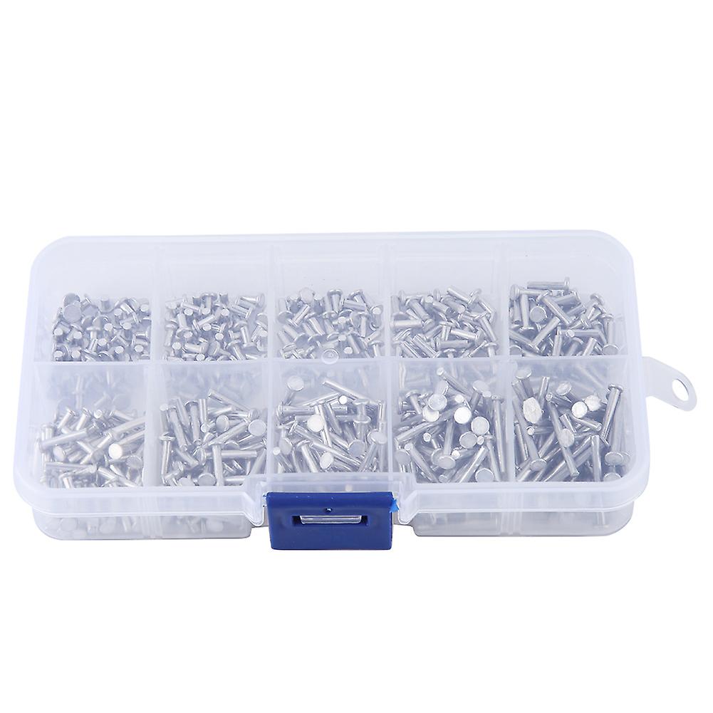 500pcs M2 Flat Head Aluminum Rivets Flat Head Solid Rivet 3mm-18mm Length