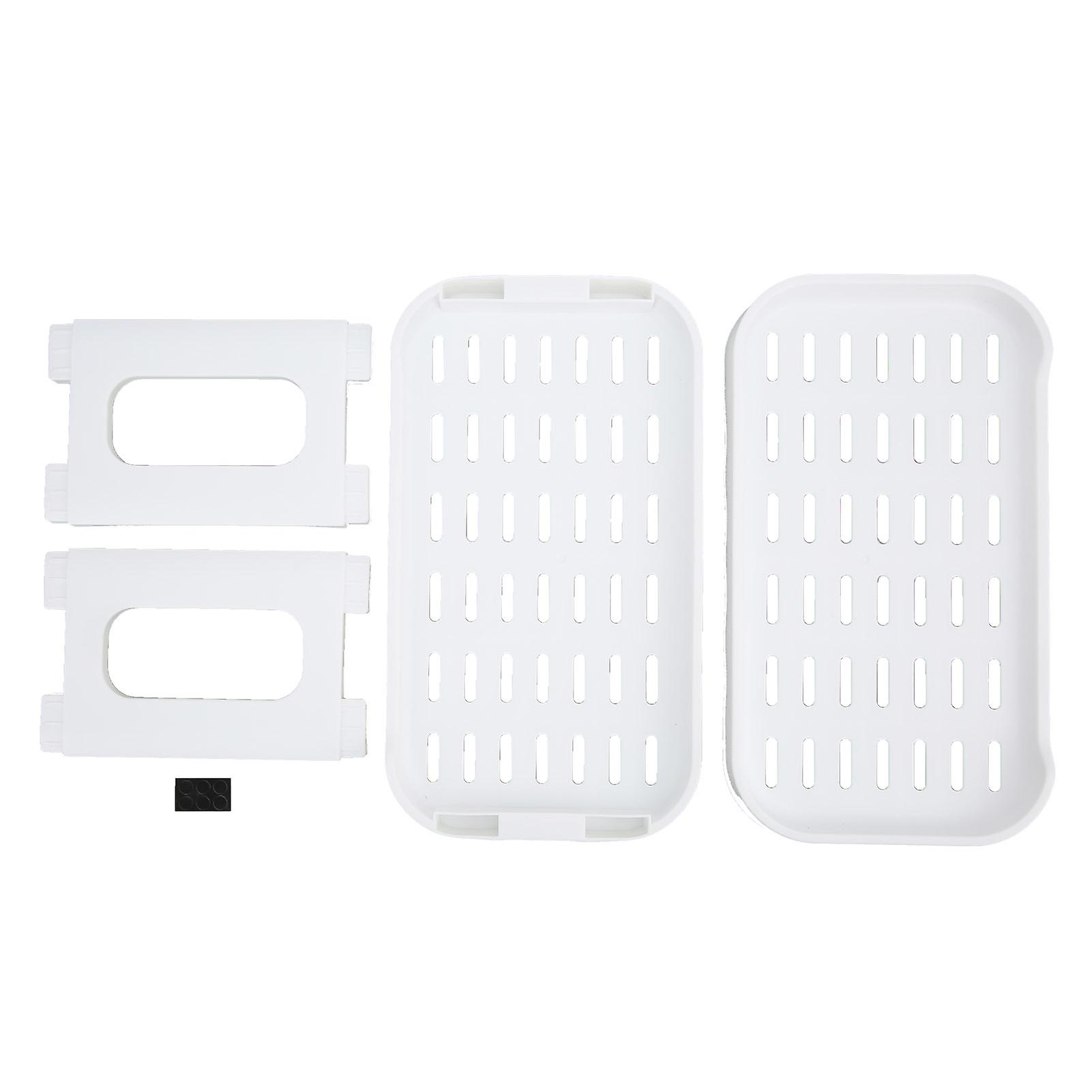 Double Layer Desktop Storage Rack Large Capacity Fence Design White Cosmetics Desktop Plastic Storage Rack for Home Office