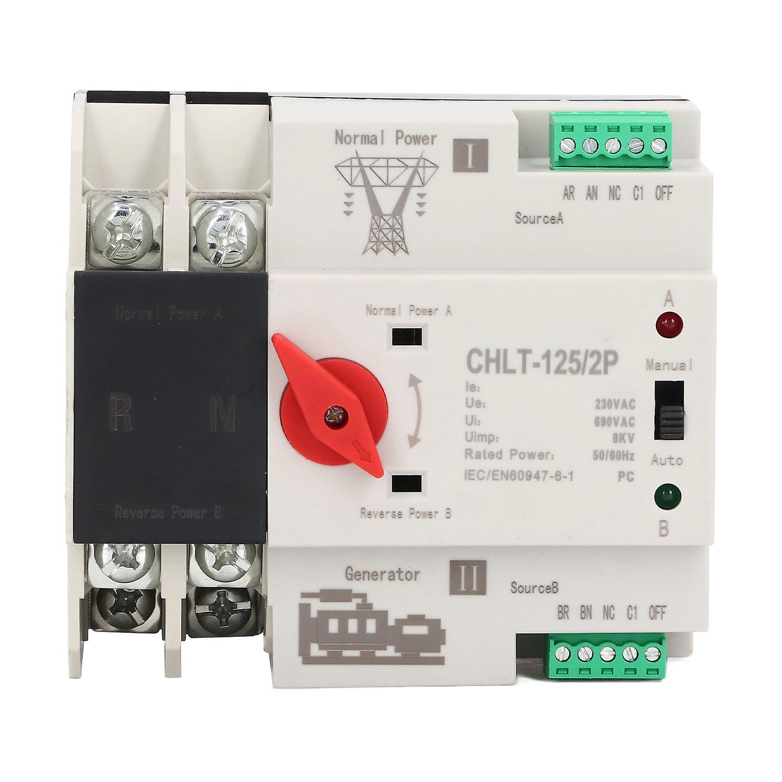 Dual Power Automatic Transfer Switch Flame Retardant Dual Power Switch for Shopping Mall AC230V 63A