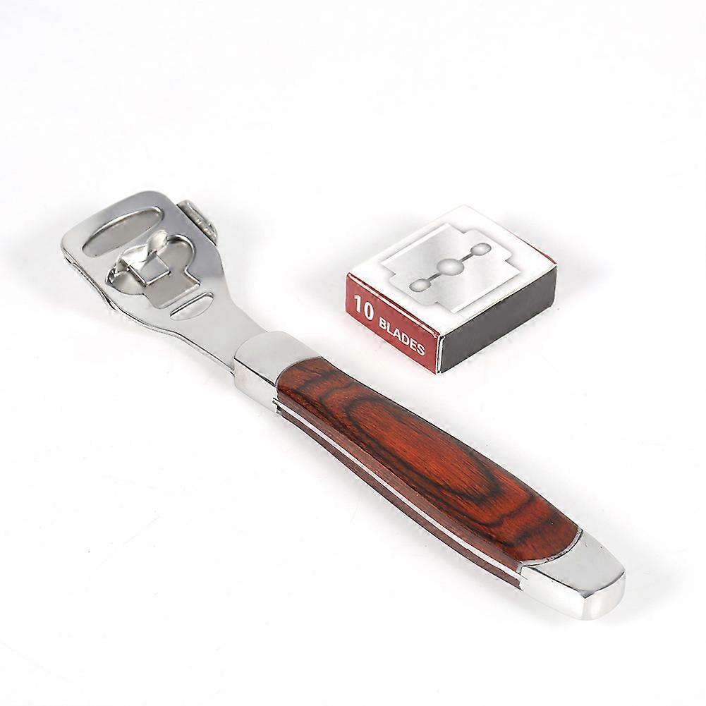 Multifunctional Pedicure Tool with Wooden Handle for Removing Dead Skin (Foot Scraper Blade)
