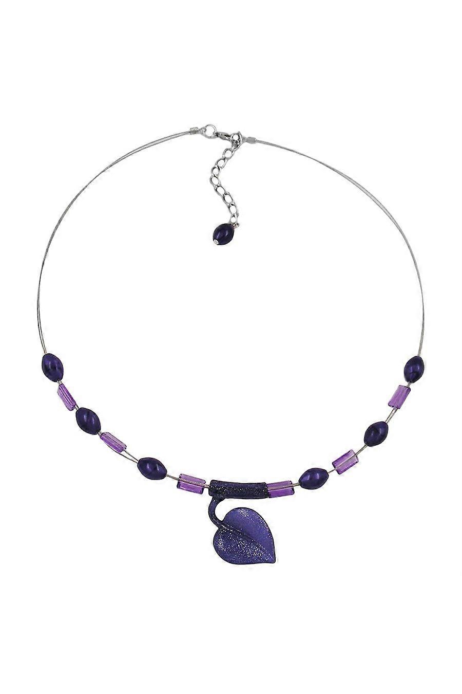 Necklace Leaf At Tube Lilac - Gl02315