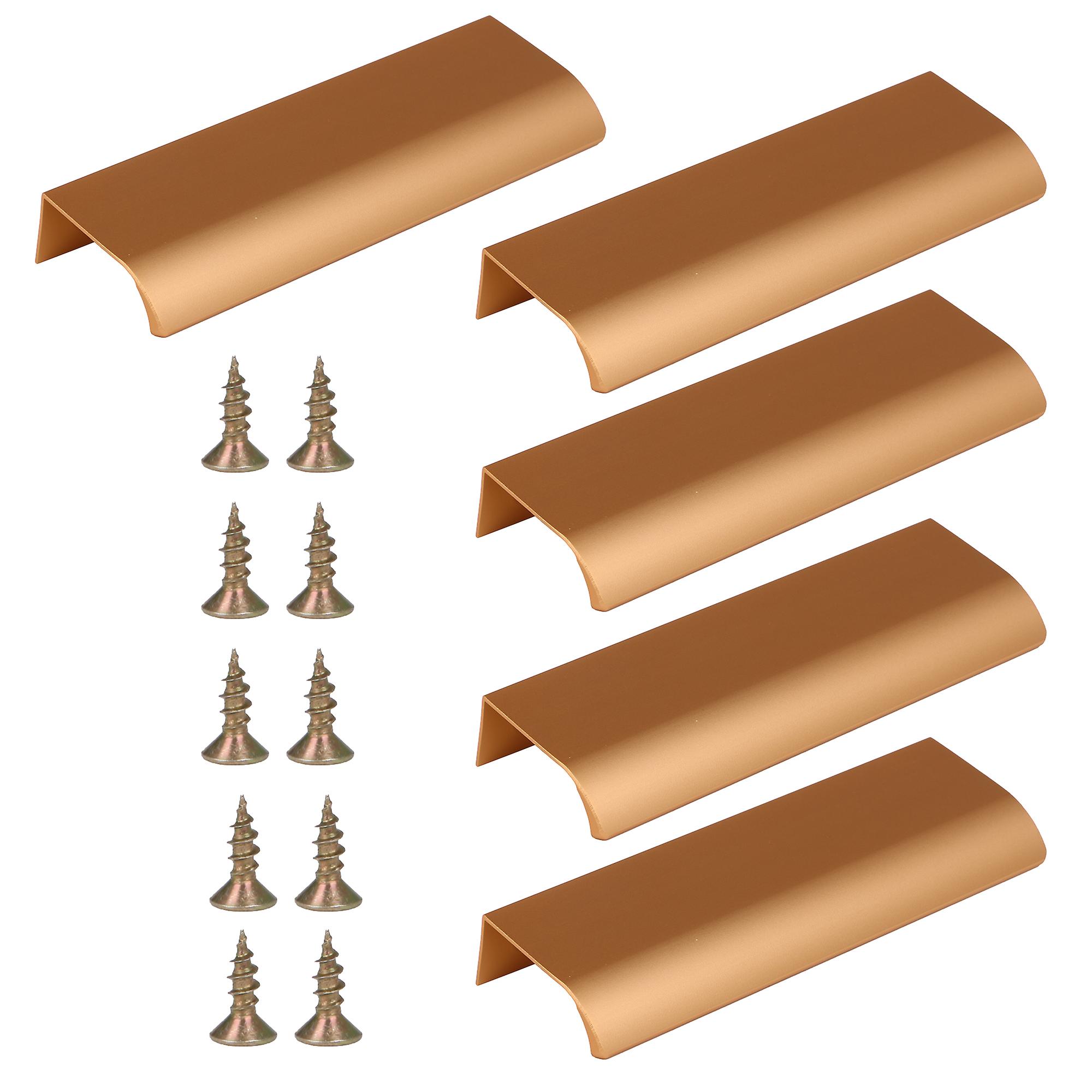 5Pcs Golden Finger Pull Mount for Cabinet Drawer 120mm Length with Screw