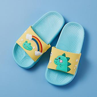 Veeki Boys and Girls Sandals Slippers Dinosaur Summer Non-slip Soft Swimming Pool Outdoor Beach Indoor Bathroom Bathing Shower ---- AzureSize 28/29