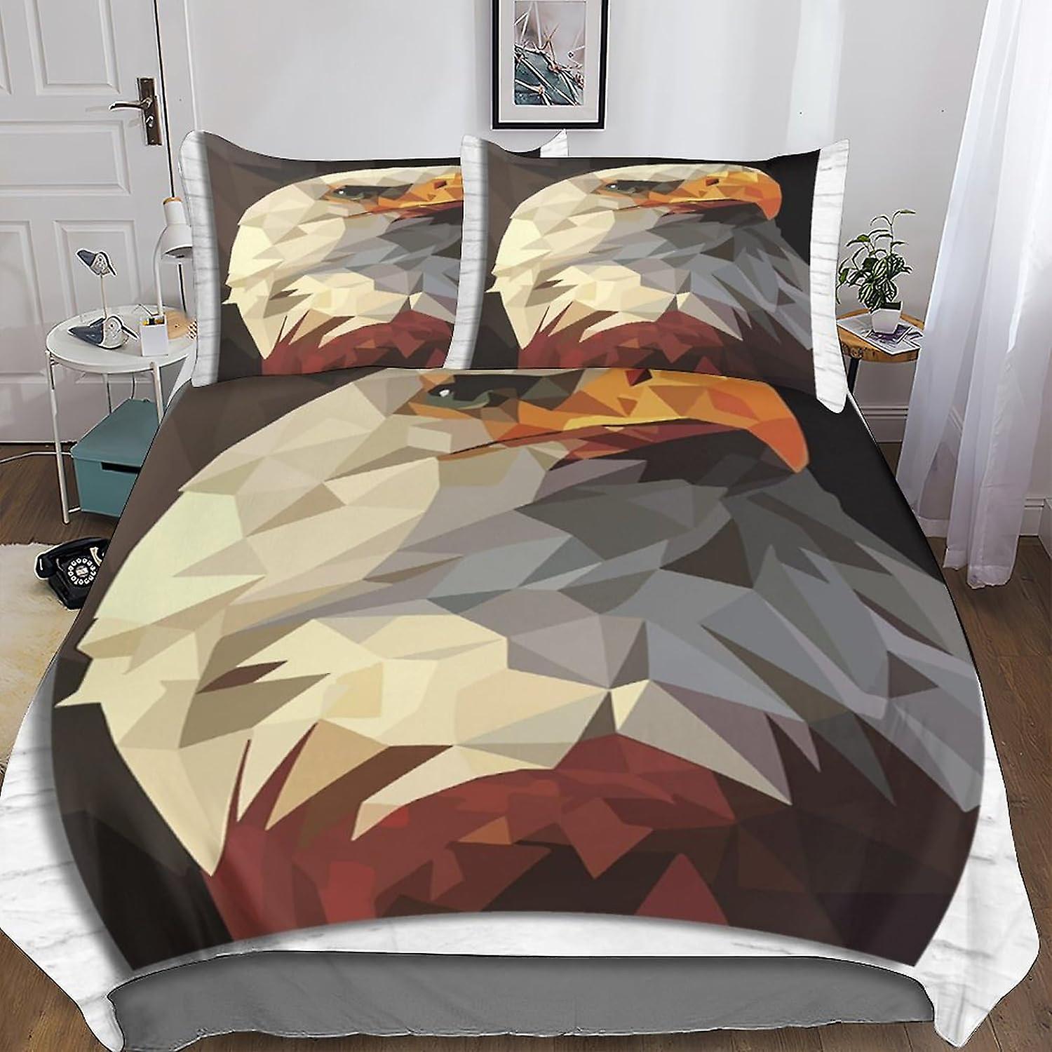 HOUKIG 3-delad geometrisk mönster täcke set 3D djur konstnärliga innovationer tryckta sängkläder täcke set med dragkedja för tjejer, super mjuk m