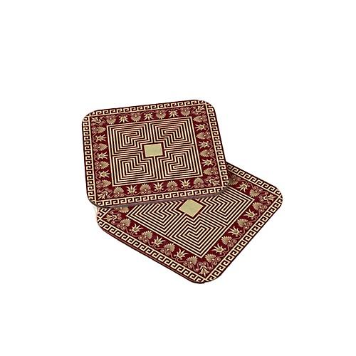 Vintage Greek Ornament Wood Coasters Set