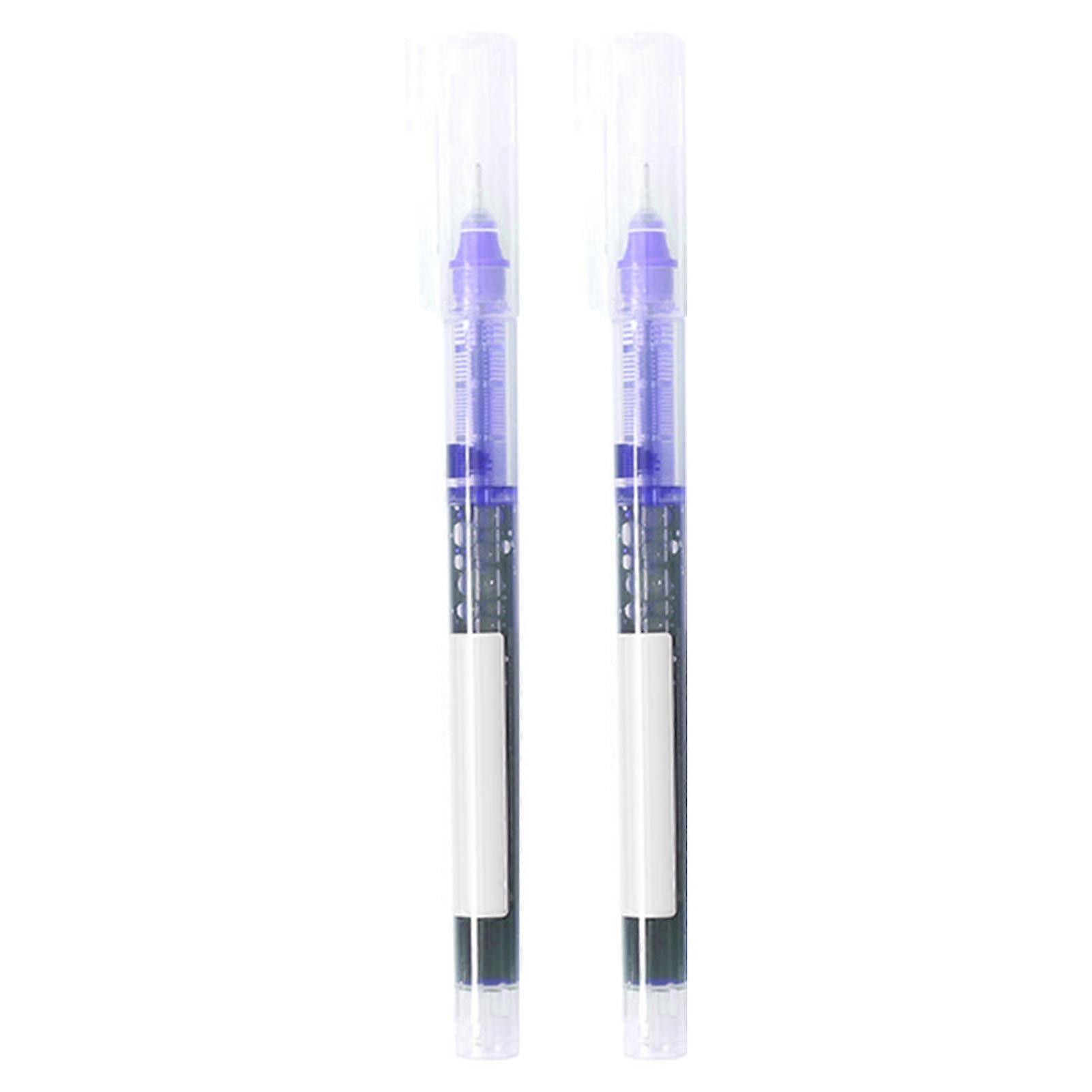 2 Pcs Rollerball Pen 0.5mm Fine Tip Quick Drying Rolling Ball Liquid Ink Pen for Students Blue