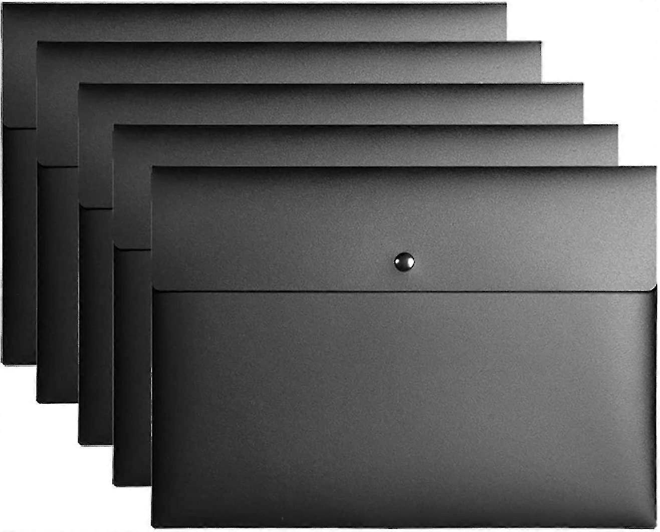 Poly File Folder Pockets File Jacket Plastic Envelope Flat Document Letter Organizer With Snap Button Closure A4 Letter Size (pack Of 5, Translucent)