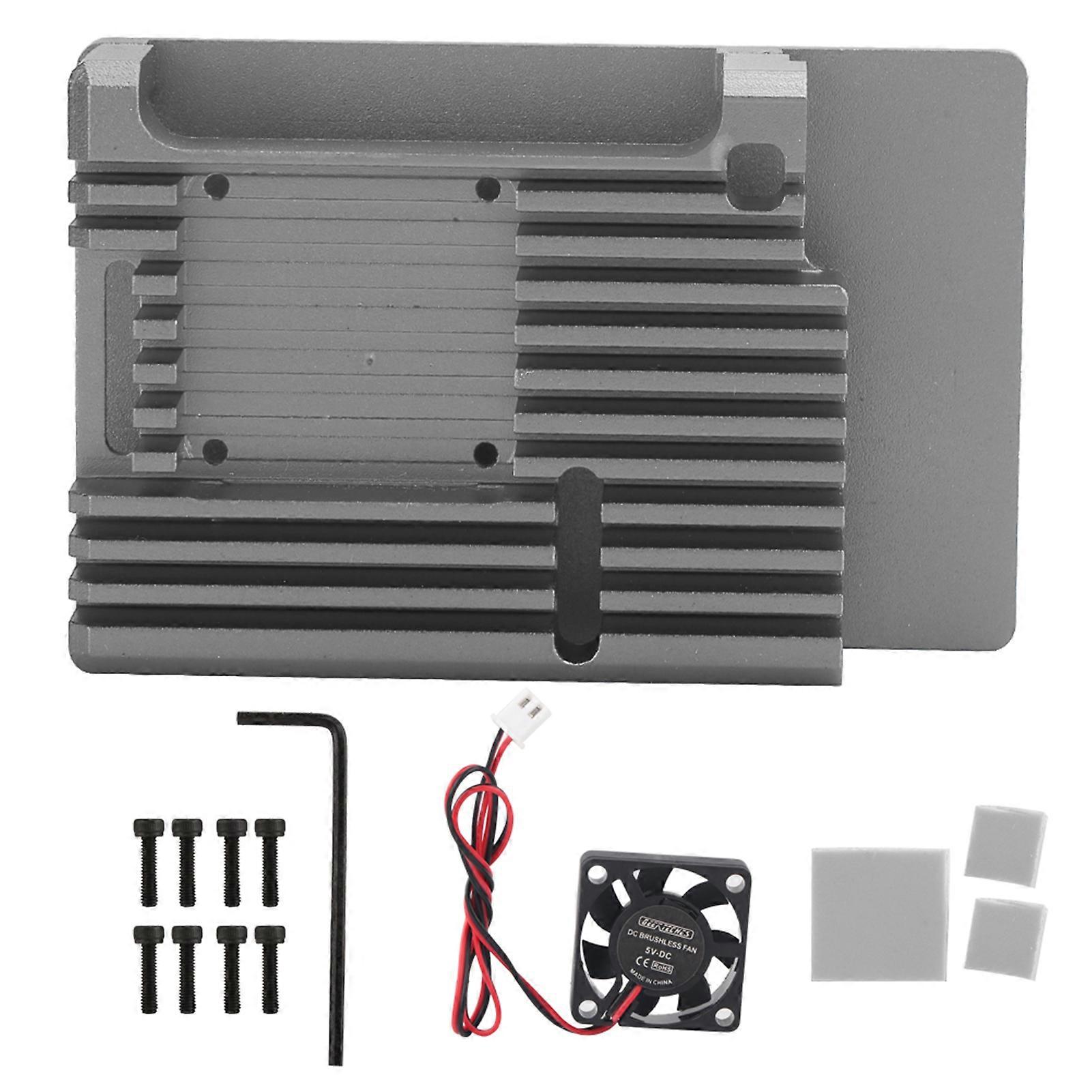 Case for Raspberry Pi 4 Aluminum Alloy Protective Enclosure with Venting Fan DC5VGray