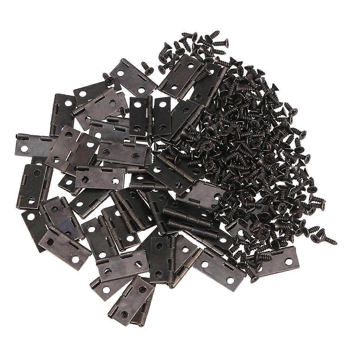 250pcs Heavy Duty Hinge Automatic Self Closing Spring Hinges Creative Metal Hinge for Jewelry Box (50pcs Hinge and 200pcs Screws)