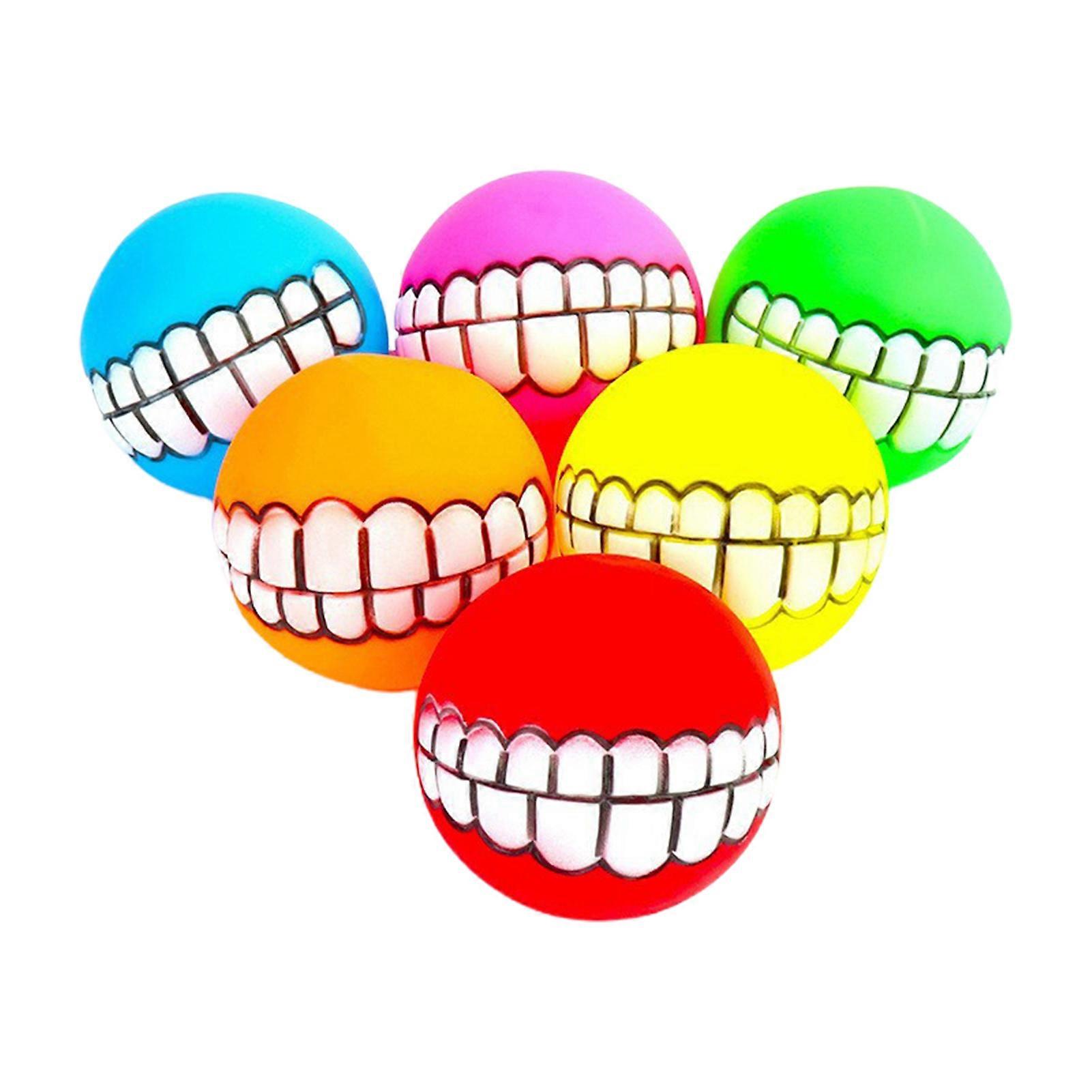 6Pcs/Set Pet Sounding Toy Attractive Scratch Resistant Tooth Cleaning Remove Tartar Refreshing Breath Relieve Boredom Soft Vinyl Ball Dog Toy for Tedd