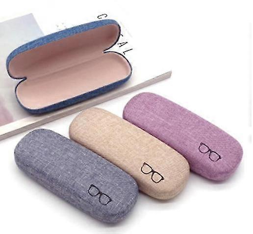 3Pack Hard Shell Eyeglasses Case Protector Linen Fabrics Large Glasses Case Concise