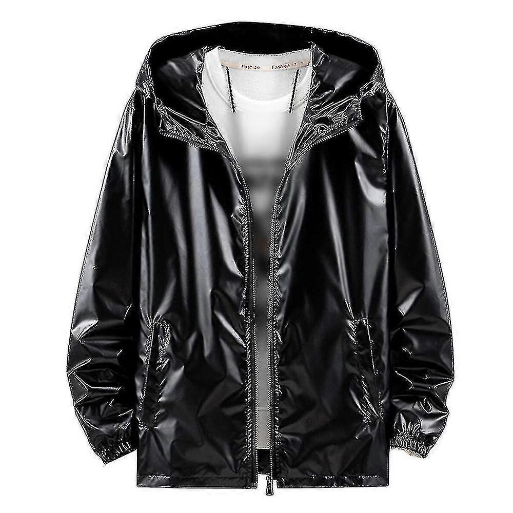 Mens Shiny Waterproof Hooded Jacket-yky416