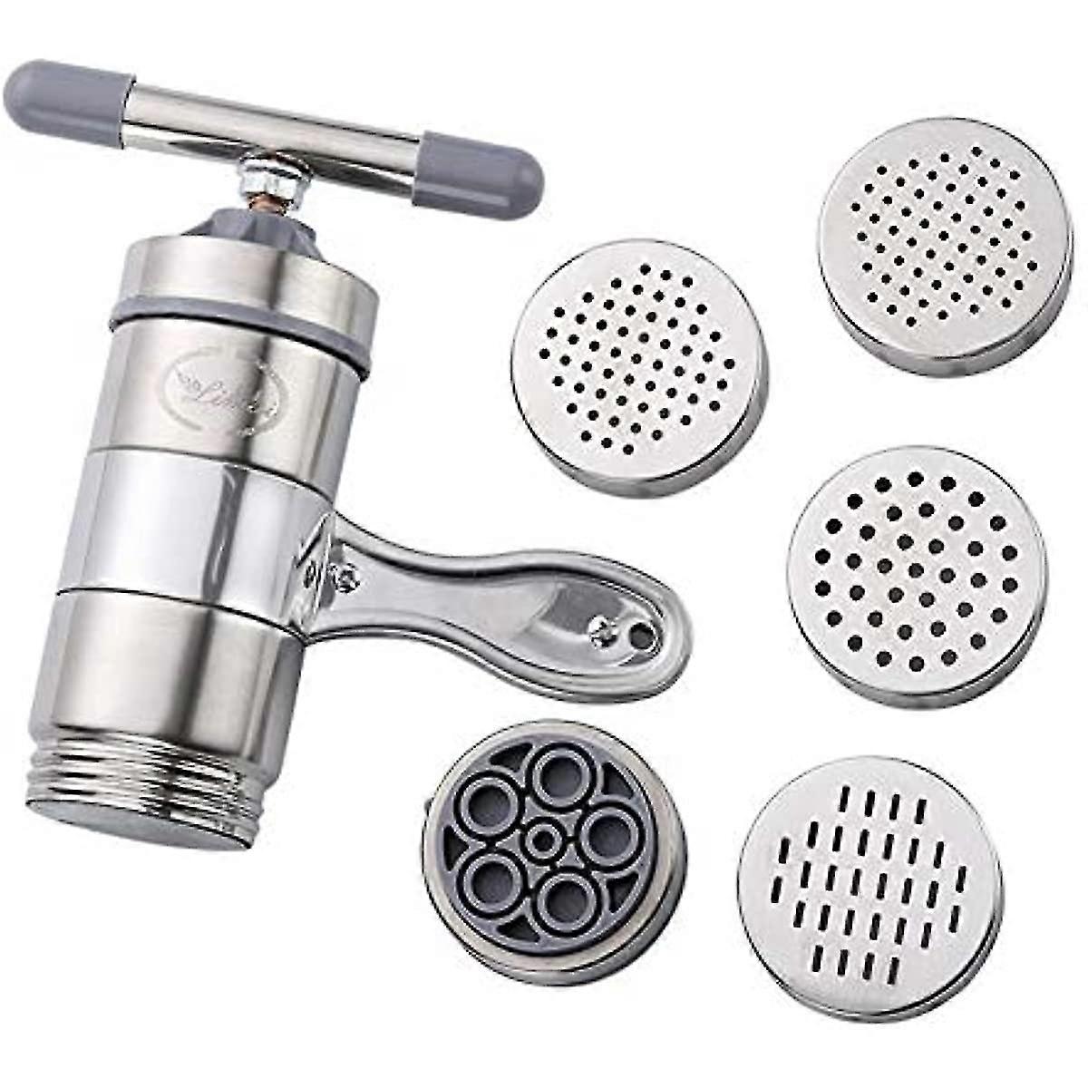 Machine à nouilles manuelle avec 5 modèles Fabricant de nouilles ménage Machine à pâtes presse à nouilles en acier inoxydable