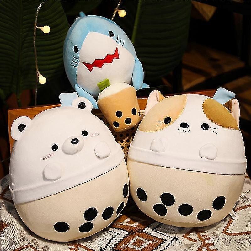 New Pearl Milk Tea Small Animal Pillow Doll Shark Doll