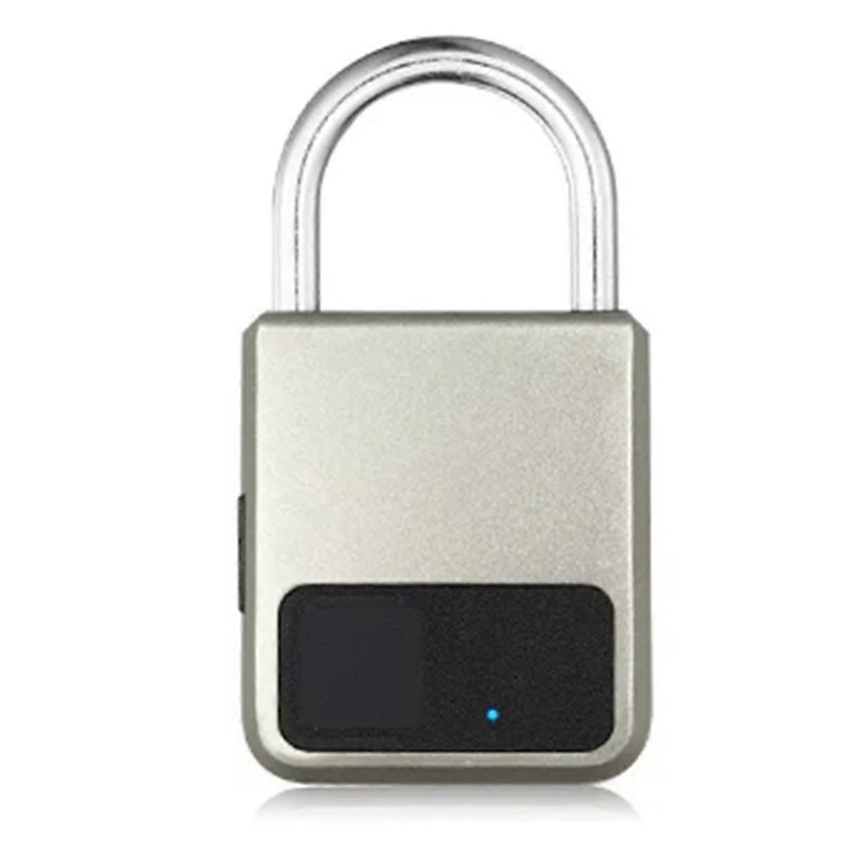 Smart Portable Fingerprints Tuya APP Pad Lock with USB Key Support for Emergency(Champagne Gold)