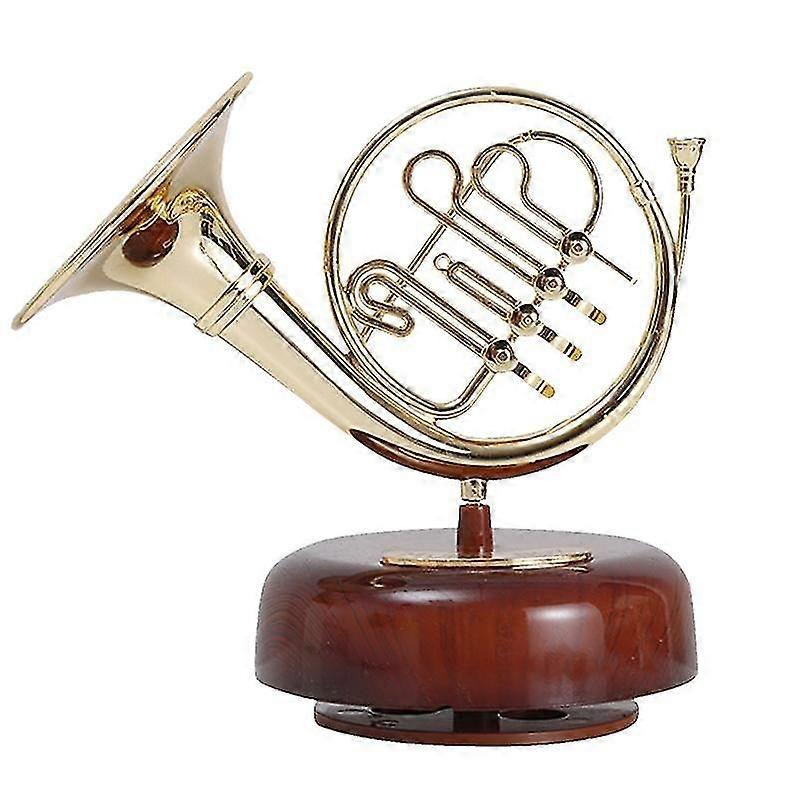 תיבת נגינה קרן צרפתית קלאסית מתפתלת תיבת נגינה מסתובבת בסיס כלי נשיפה פליז מיני