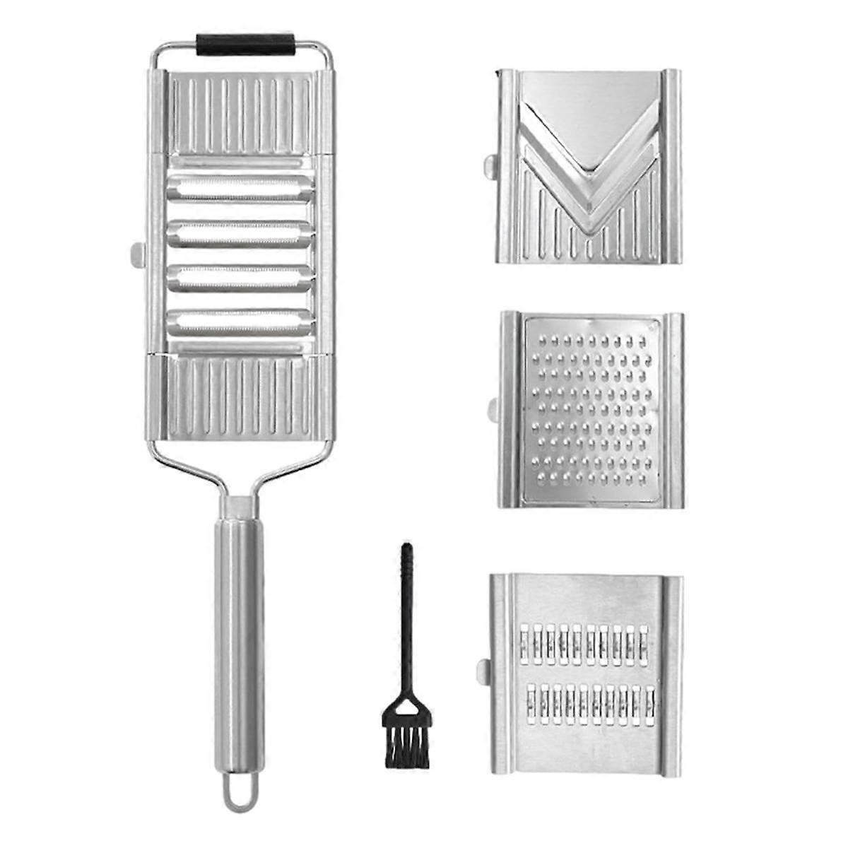 Vegetable Slicer Set, 4 in 1 Stainless Steel Kitchen Slicer with Interchangeable Knives, Multifunct