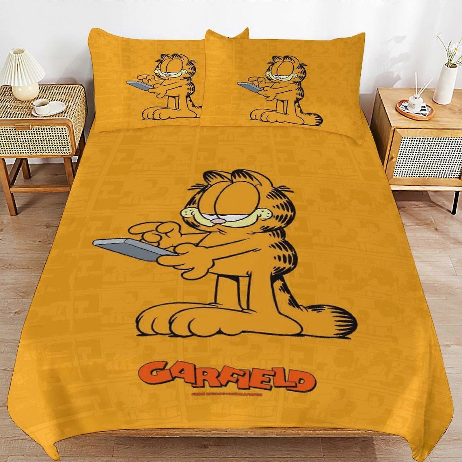 x199 Capa de Edredom de Cama Garfield Conjuntos de Cama de Microfibra Impressos em 3D Conjuntos de Conforto Leve de 3 Peças, 1 Capa de Edredom e 2 Fronhas para Crianças Meninos Gi