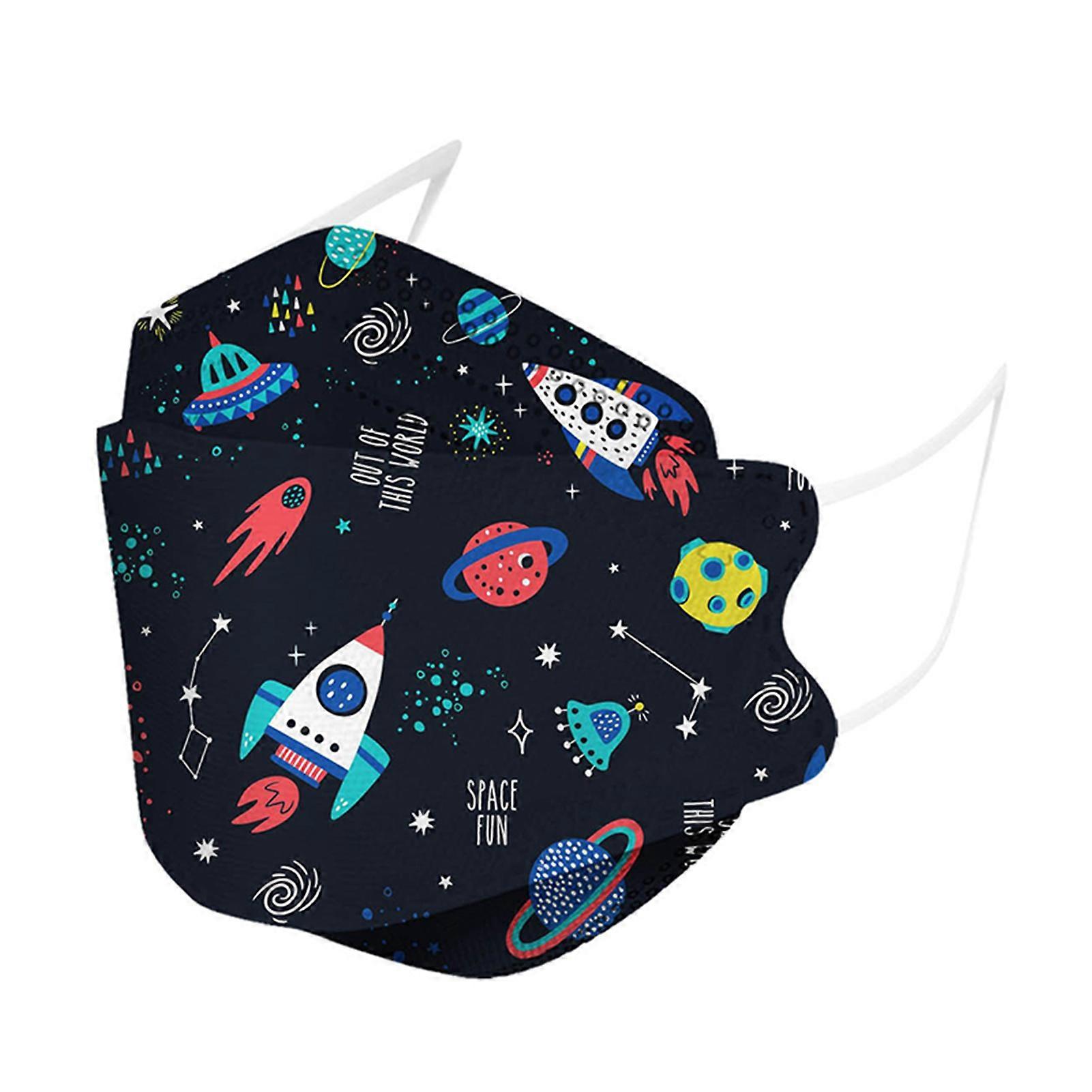 50pcs Kids Disposable Face Mask with Print 3D Design Breathable Face Cover Back to