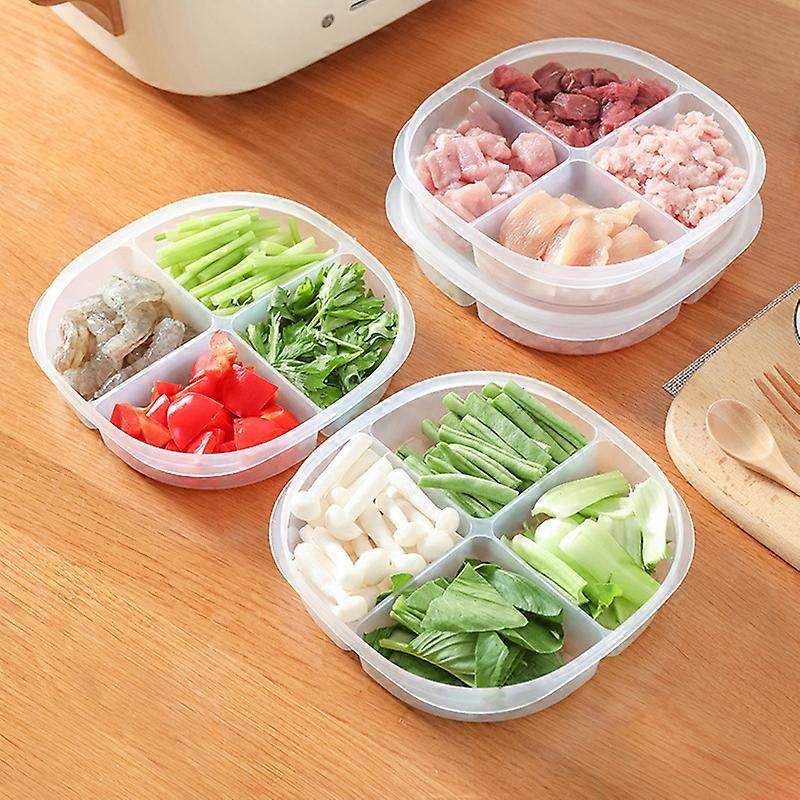 4-Grid Refrigerator Storage Box Reusable Plastic Kitchen Food Fruit and Vegetable Fresh Keeping Case